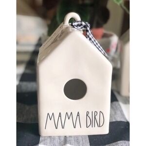 Rae Dunn MAMA BIRD White Ceramic Square Birdhouse Farm House Decor, New